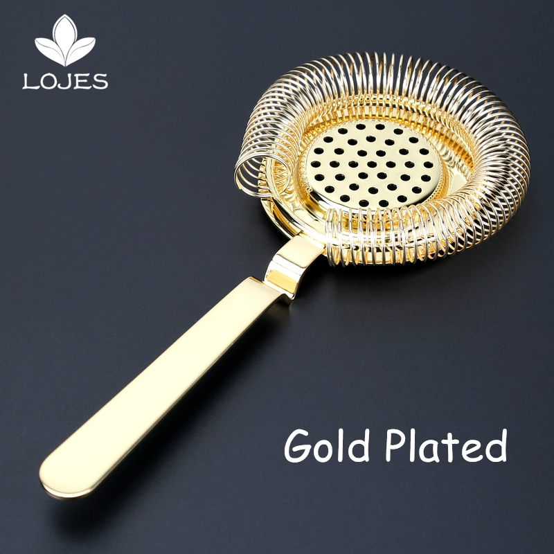Stainless Steel Cocktail Strainer Bar Strainer Hawthorne Strainer Bar Stainless Steel Deluxe Strainer Bar Tool Batender: gold plated