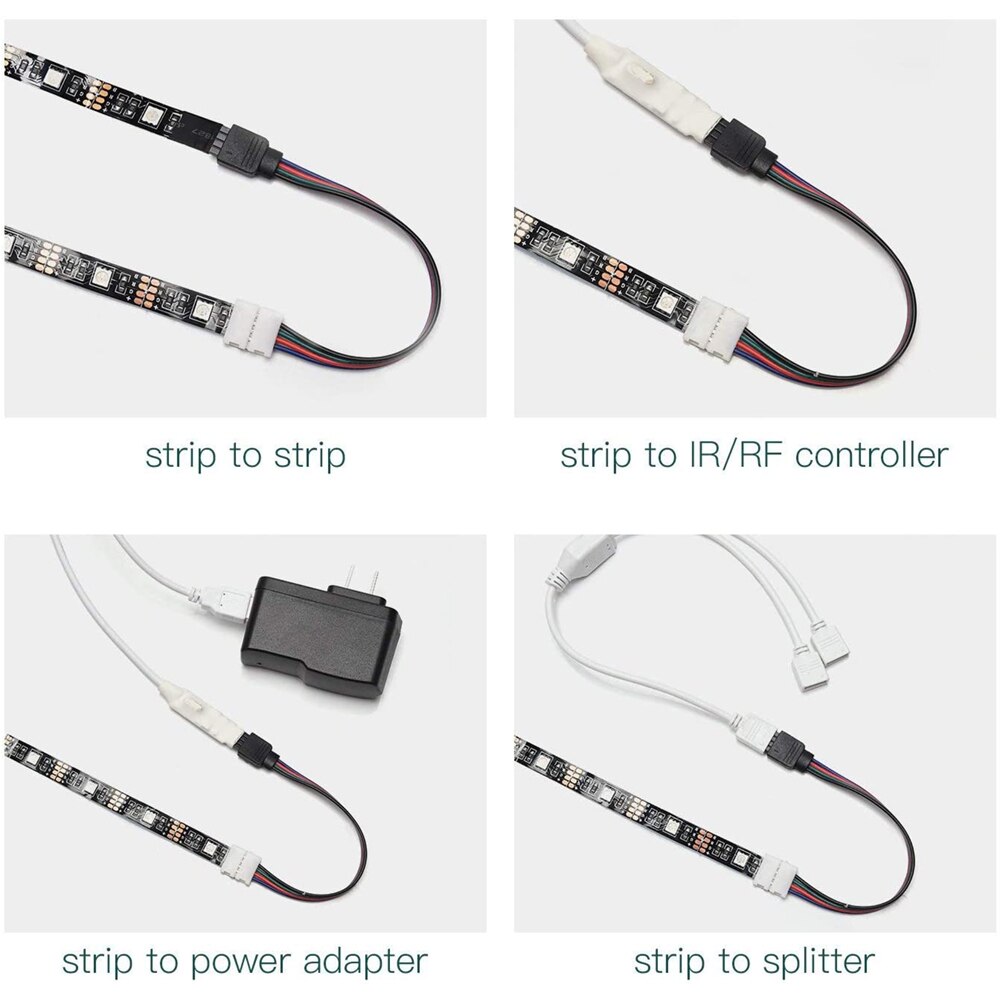4 Pin Led 5050 3528 Rgb Led Strip Licht Connector Uitbreiding Connector Kabel Draad Led Strip Extension Kabels Clip