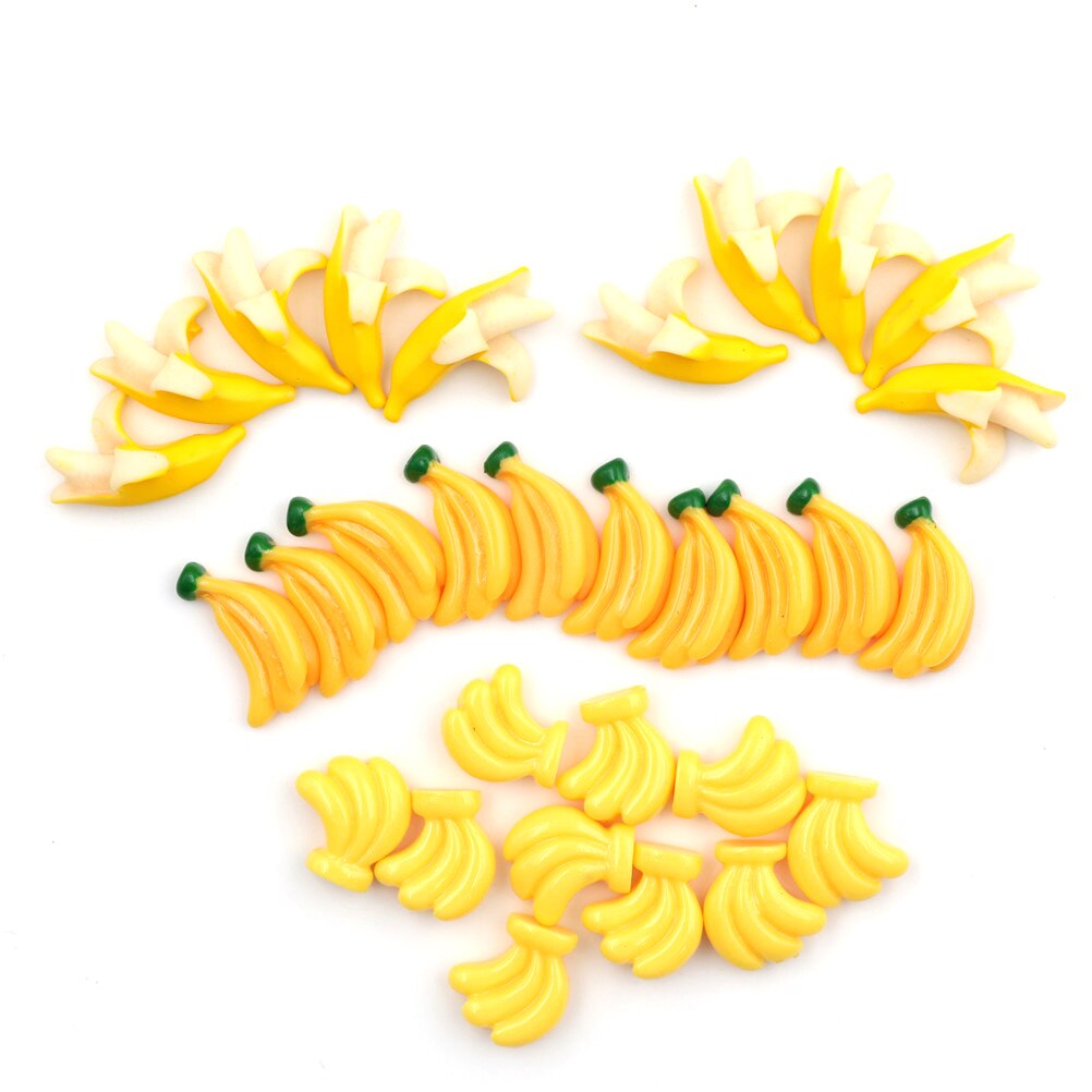 5Pcs Resin Miniatur Bananen Cabochons - Flache Rückseite DIY Basteln für Handy-Deko, Scrapbooking