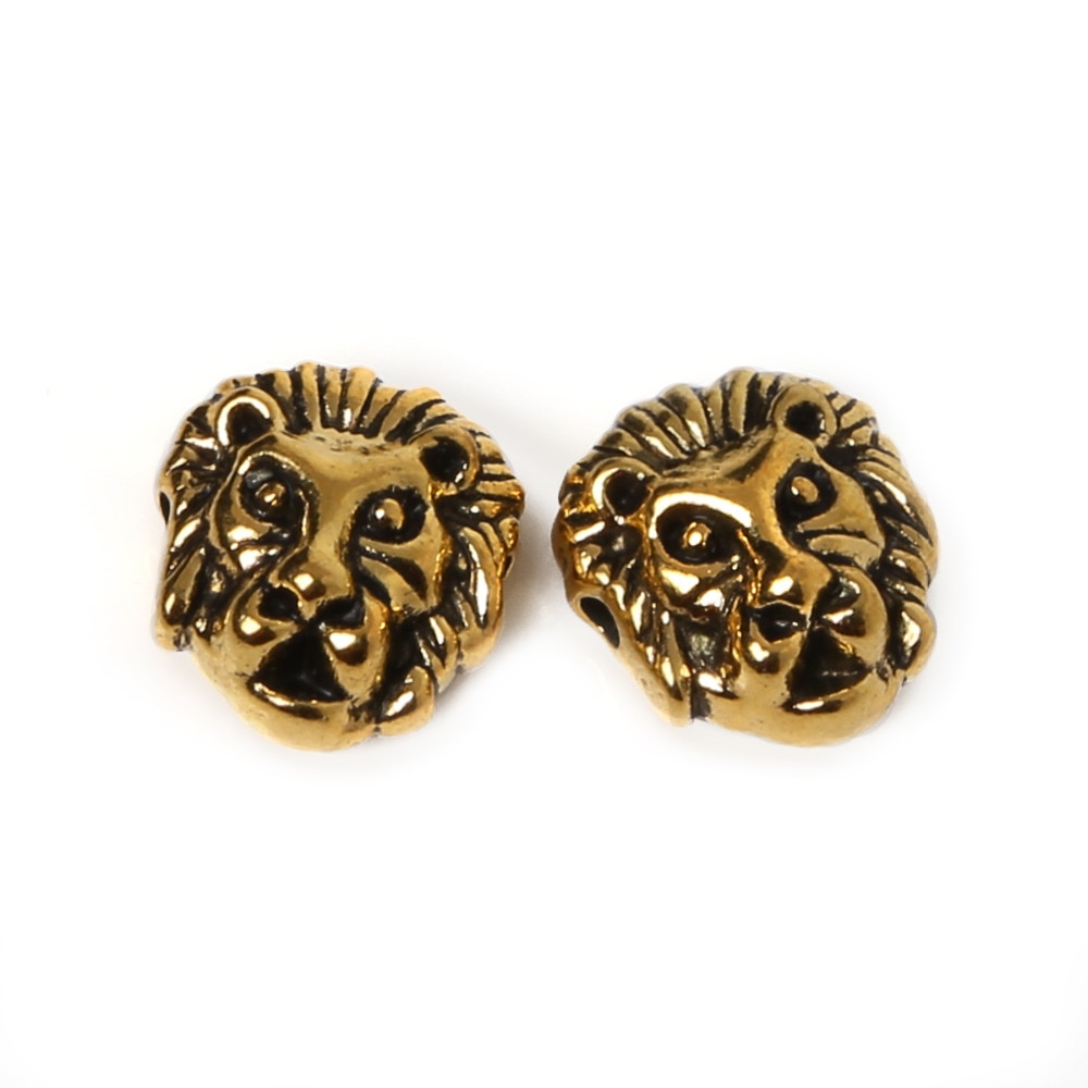 Charms Beads 10Pcs/lot Antique Gold Silver Color Lion Leopard Head Charms Beads Fit Making Bracelet DIY