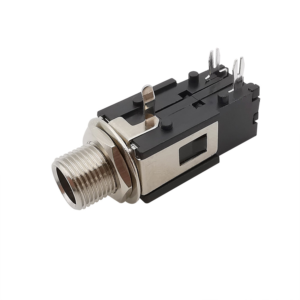 1/2/5 Stuks 1/4 "6.35mm Hoofdtelefoonaansluiting Mono Vrouwelijke Jack Draad Lock PCB Panel Mount Connector Microfoon Chassis Audio Adapter: Army Green