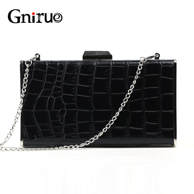 Crocodile Women Chain Messenger Bag Classic Serpentine Day Clutch Bag Black PU Leather Envelope Praty Evening Bags Walle