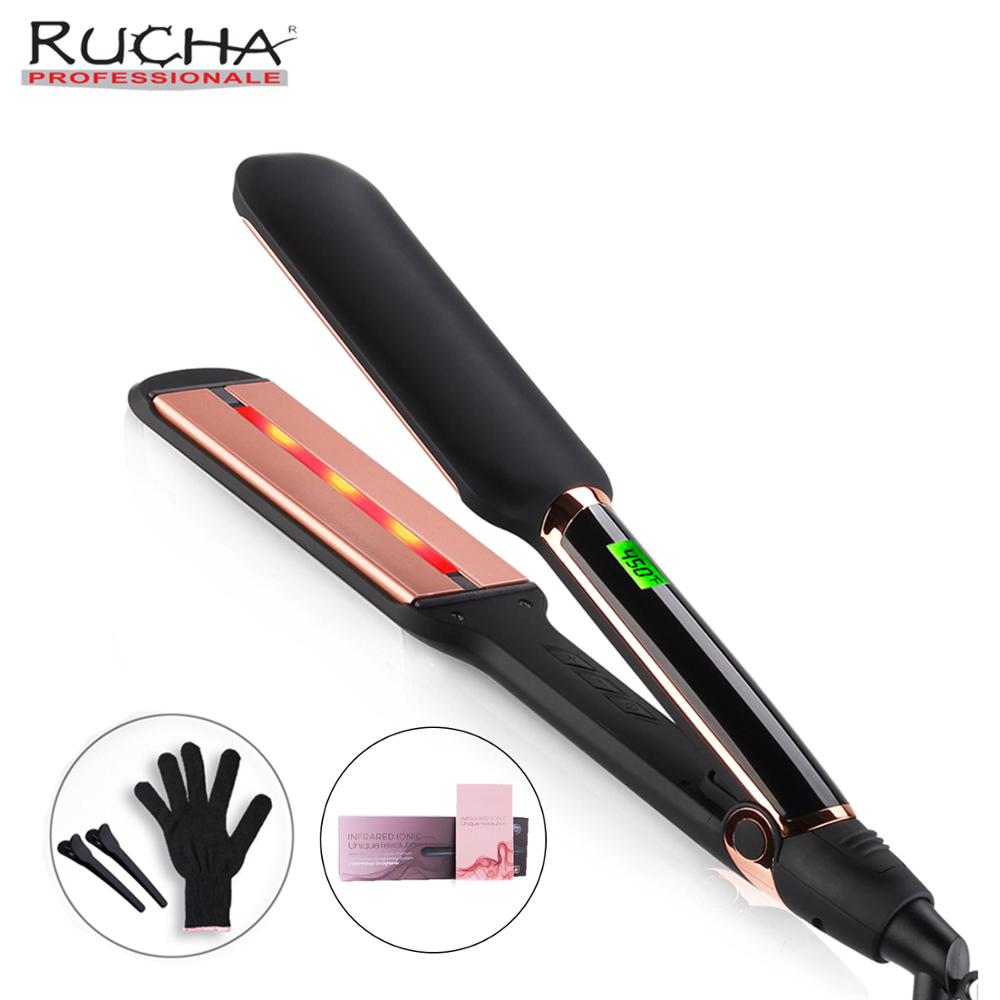 Hair Straightener Curler Hair Flat Iron Infrared Hair Straighting Curling Iron Corrugation LED Display