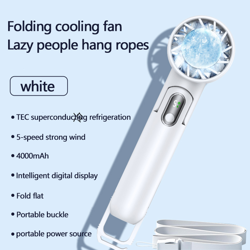 Xiaomi Kühlung Eisbeutel Mini-Handventilator faltbar hängender Hals tragbar USB-Außenladung Bao 4000 mAh 5 Geschwindigkeiten Ventilator