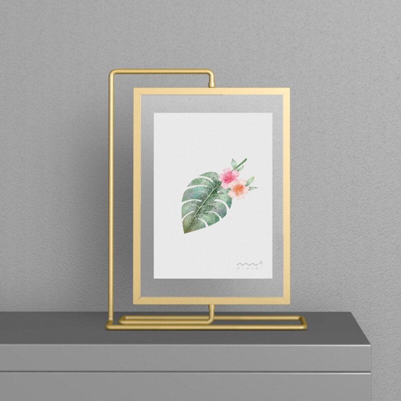 Metal 360 Degree Rotating Photo Frame Geometric Picture Storage Home Decoration Office Wedding Ornaments