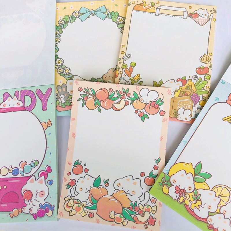 50 Sheets Leuke Grote Maat Fruit Kat Konijn Memo Pad Notepad School Office Supply Papier Briefpapier