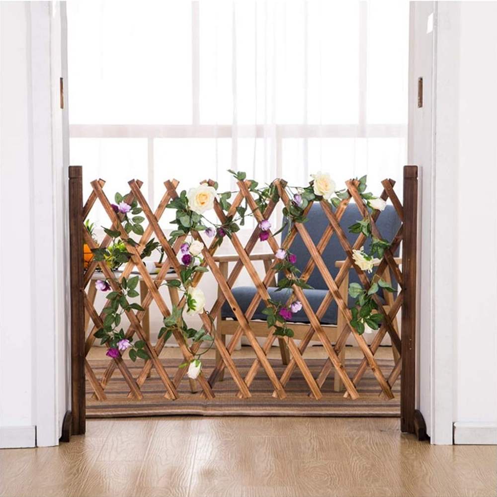 130cm Retractable Anticorrosive Wooden Garden Pull Net Wall Fence Panel Plant Climb Trellis Support For Home Yard Garden Decor