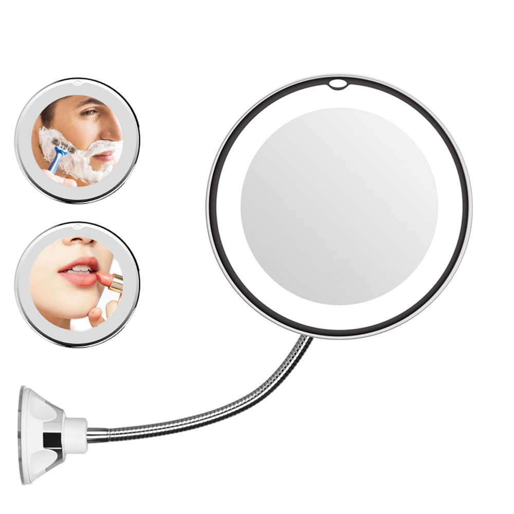 360 Graden Flexibele Make-Up Spiegel 10X Vergrootglas Vanity Licht Spiegel met Led Lamp Nachtlampje in Badkamer Slaapkamer Gebruik