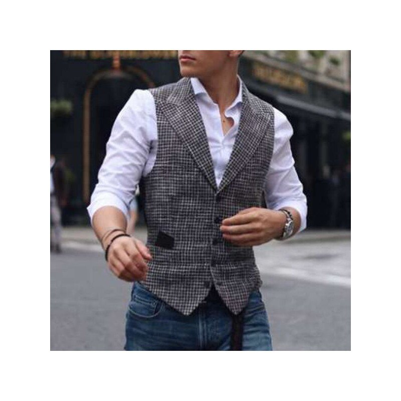 Jakkesæt veste veste mænd plaid veste vintage mænd smoking vest chaleco formel hombre ropa caballero hombre blazer