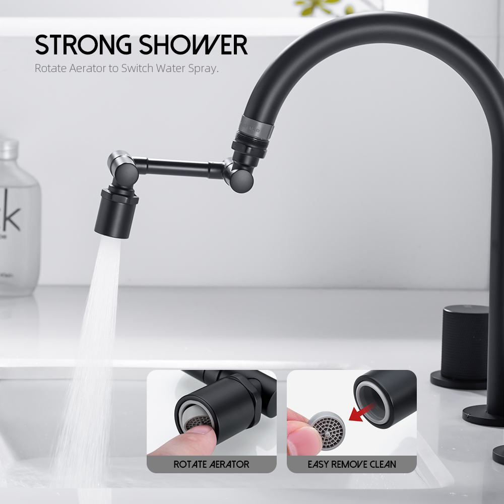1080 Degree Faucet Extender Adapter Robotic Arm Tap Extension 2 Mode Aerator Sprayer Head Bubbler for Kitchen Tap Accessories