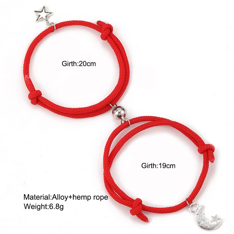 2 Teile/satz Paar Armbinde Magnet Ball Passenden Armbänder Liebhaber Mond Sterne Magnetische Armbinde Freundschaft Armbänder Valentinstag
