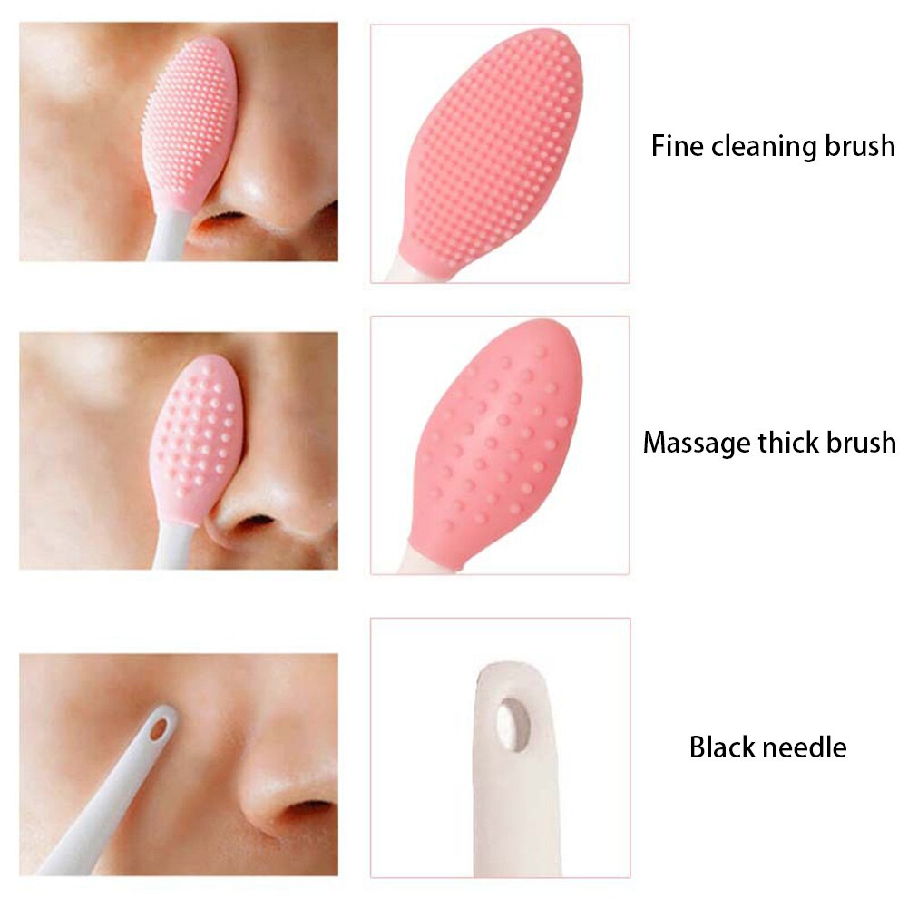 Double-Sided Soft Silicone Exfoliating Nose Blackhead Remover Brush Acne Cleaner