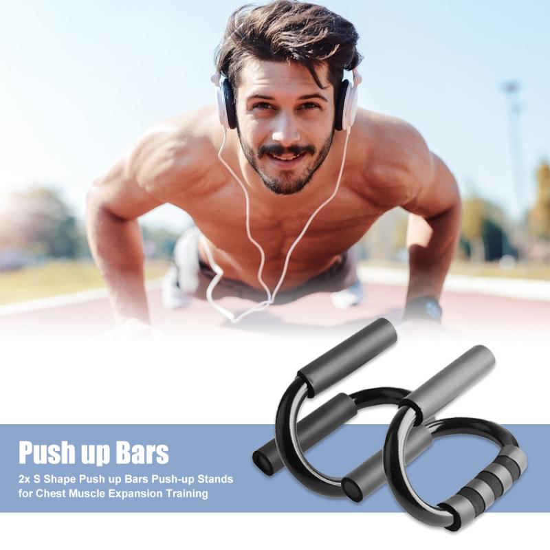 2x S Shape Push Up Bars Push-Up Stands Borst Spier Uitbreiding Apparatuur Push-Ups Stands Bars Tool fitness Training