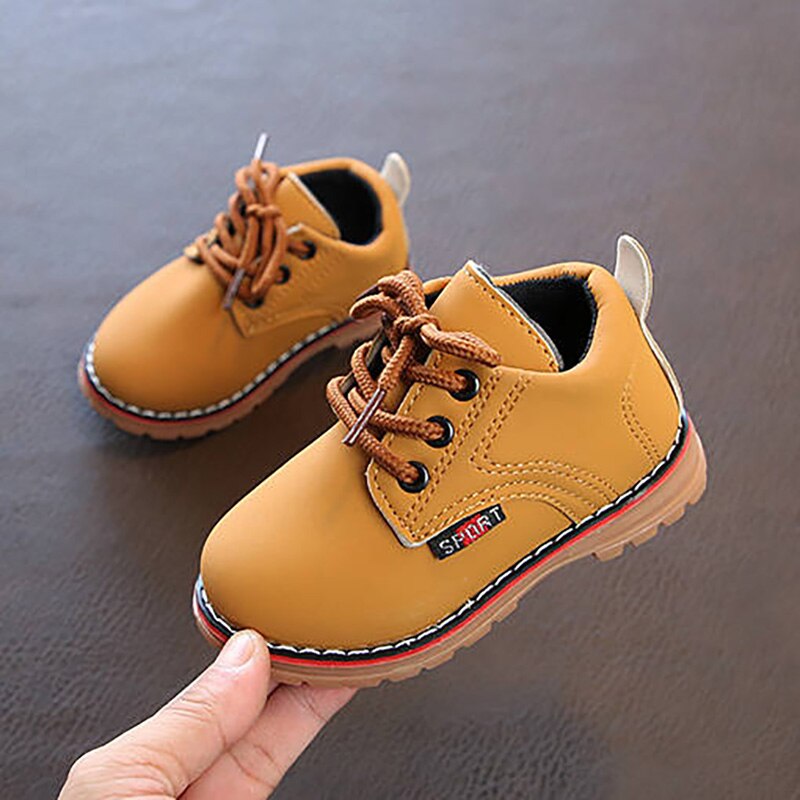 Bottes martin pour garçons vfochi pour enfants, chaussures d'extérieur antidérapantes et souples pour garçons, chaussures décontractées pour enfants, bottes en cuir unisexes pour garçons et filles: Jaune / 23