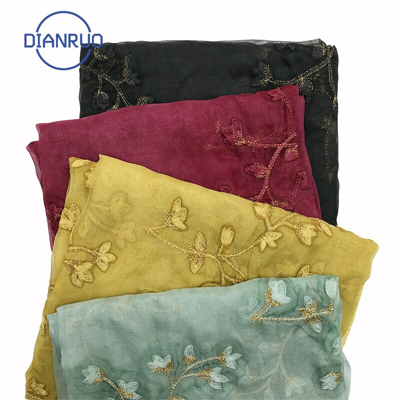 Dianruo nyeste kvinder sommer tyndt åndbart tørklæde solid broderet tørklæde blød chiffon hijab damer wrap sjal tørklæde  r164