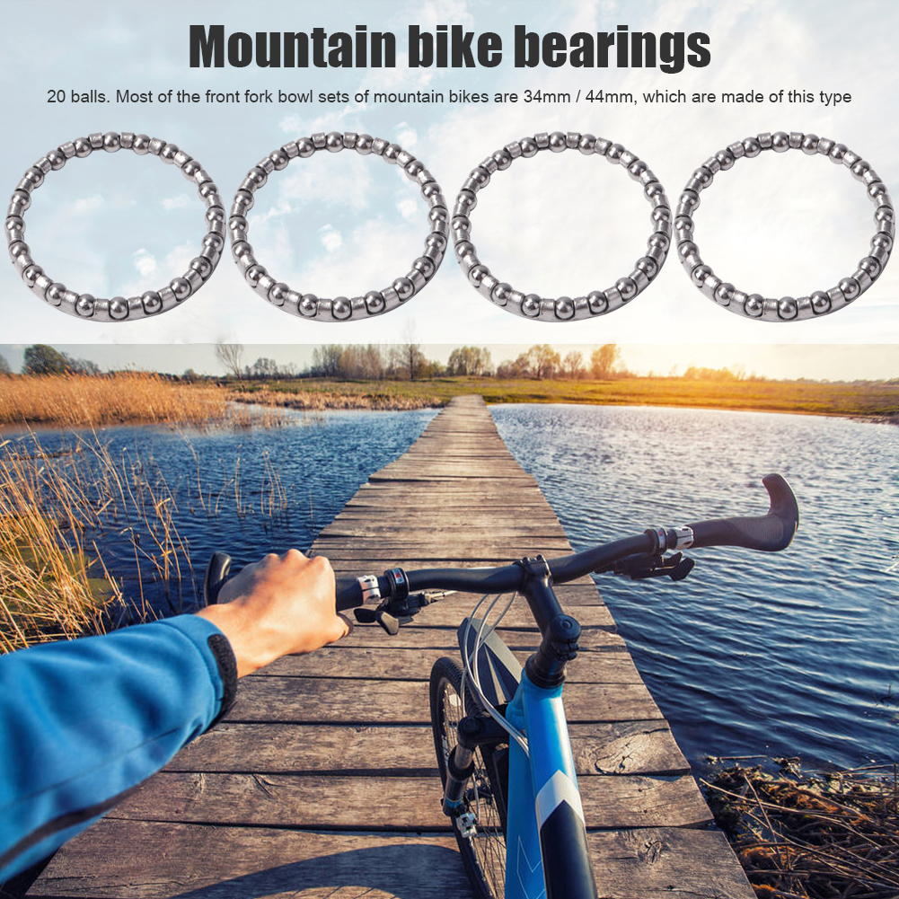 Rolamentos de esferas de bicicleta universal, garfo dianteiro, auriculares, MTB, Mountain Bike, aço, peças da cabeça, 34mm, 44mm, 10Pcs