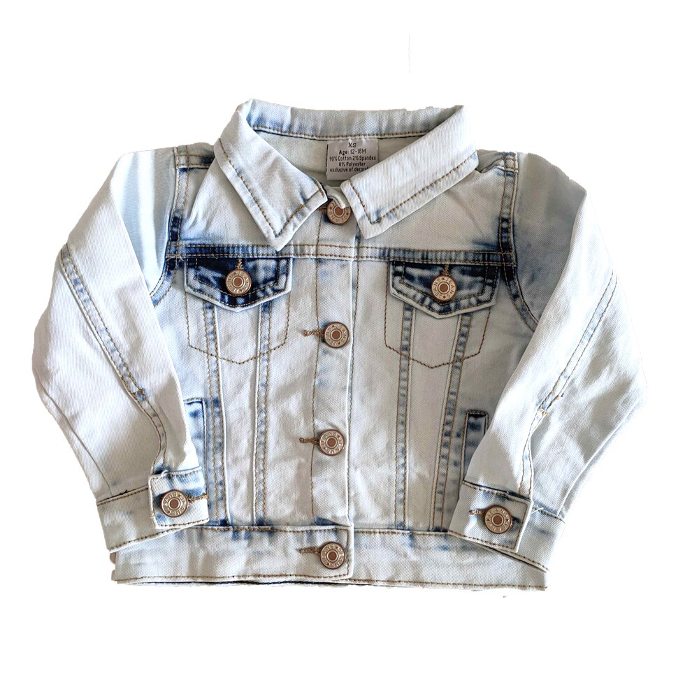 Herfst Meisjes Jas Mode Meisje Revers Denim Jasje Meisje Jas Met Metalen Knop
