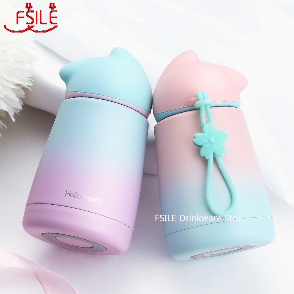 Termo de acero inoxidable para Gato , taza térmica para bebé, botella de agua para niño, termo de gato de dibujos animados, termos para niño