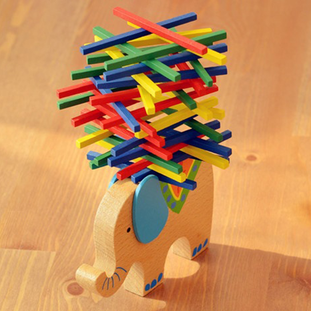 Træ elefant kamel dyr balancerende stak farverig blok udvikling børnelegetøj