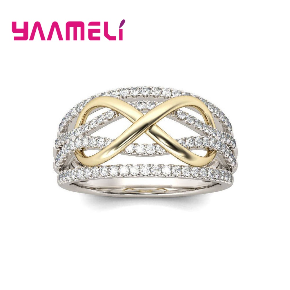 Anillo de amor infinito, Plata de Ley 925, Color brillante, circonita cúbica, lazo, letra 8, joyería de promesa de eternidad para mujer y novia