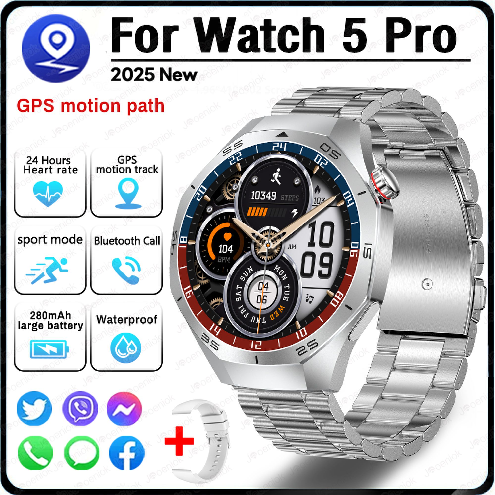 2025 Nuovo sport tutto'aria Aperta Astuto Della Vigilanza Degli Uomini 360*360 Schermo HD Frequenza Cardiaca fitness Impermeabile Affari Chiamata Bluetooth Smartwatch: Rosso