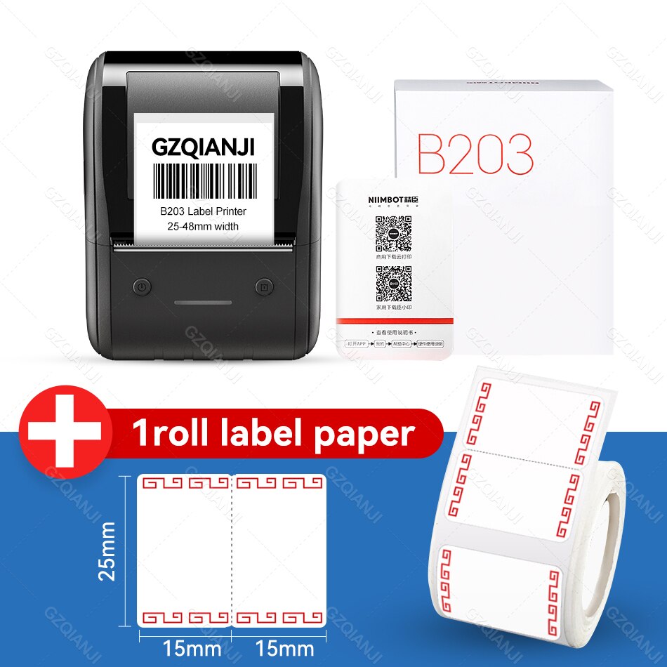 B203 Draagbare Handheld Thermische Label Maker Mini Barcode Qr Code Sticker Papier Kleur Rolls Sticker Kabel Tag Printer Niimbot: Add 1 LabelE