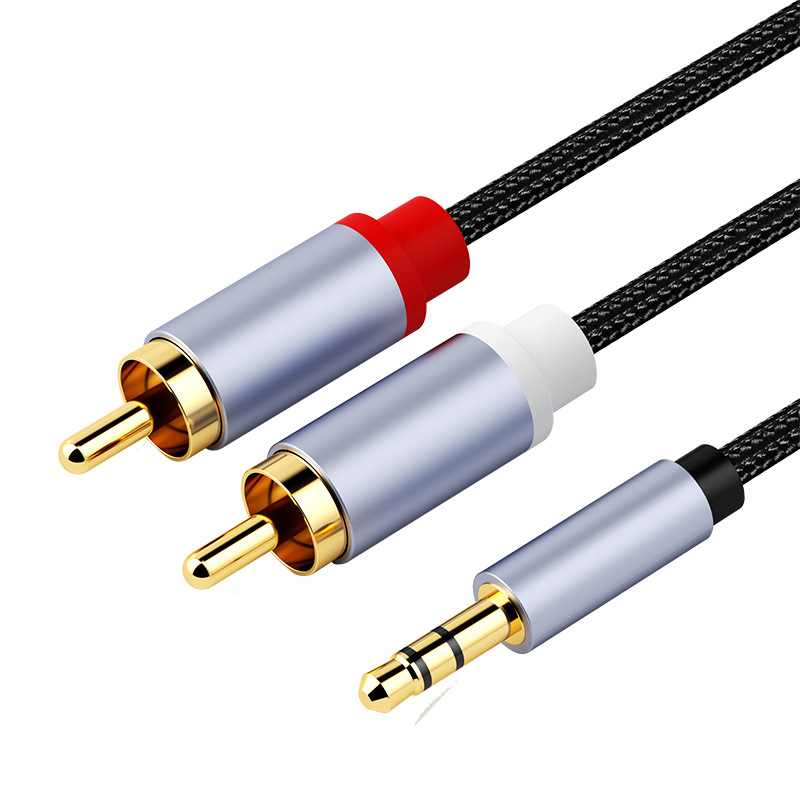 Cable RCA de 3,5mm, conector tipo C a 2 RCA, Cable de Audio auxiliar de 3,5mm a 2 RCA, adaptador macho divisor para TV Box, apple tv, altavoz: Negro / 3 m