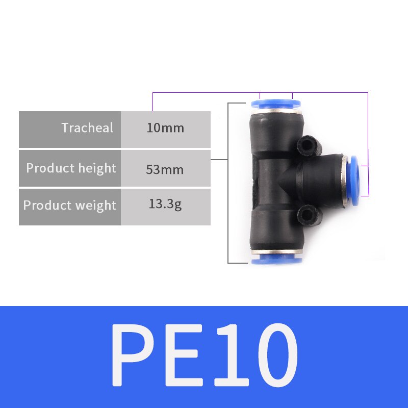 Pneumatic Fittings PET 4mm 6mm 8mm 10mm 12mm Air Water Hose Tube One Touch Straight Push-In Plastic Quick Connector Tube Fitting: PET-8