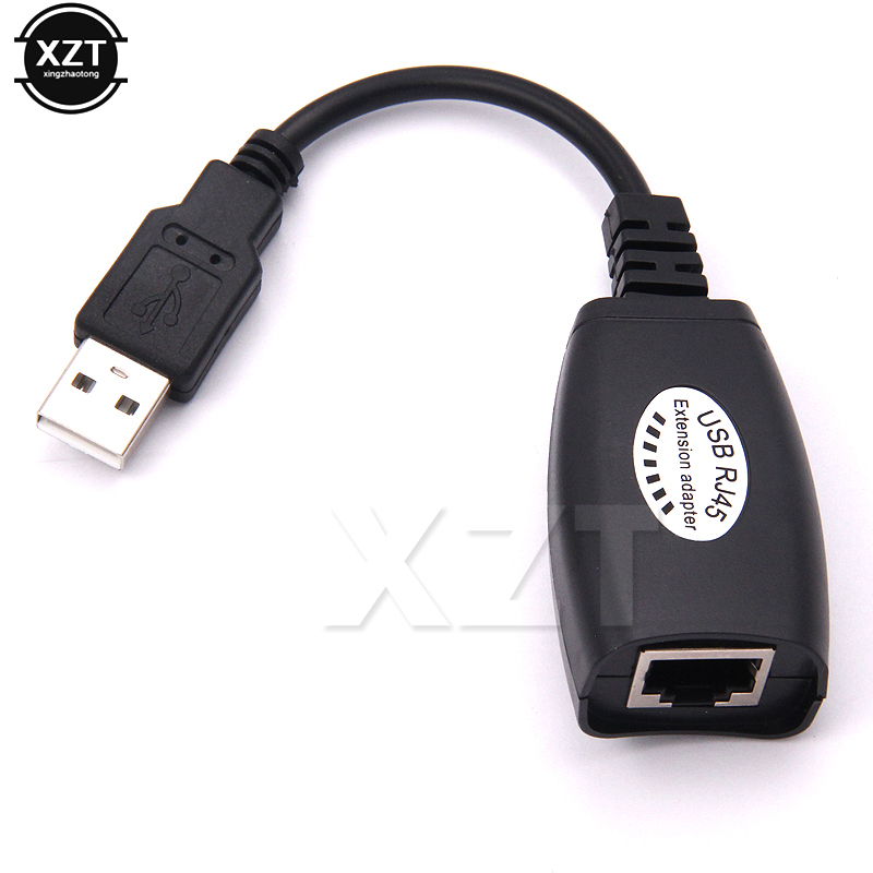 High Speed Black Mini USB RJ45 LAN Cable Adapter Extension USB Cat5e Network Cable Extension Adapter 50m Use CAT5 LAN Cable