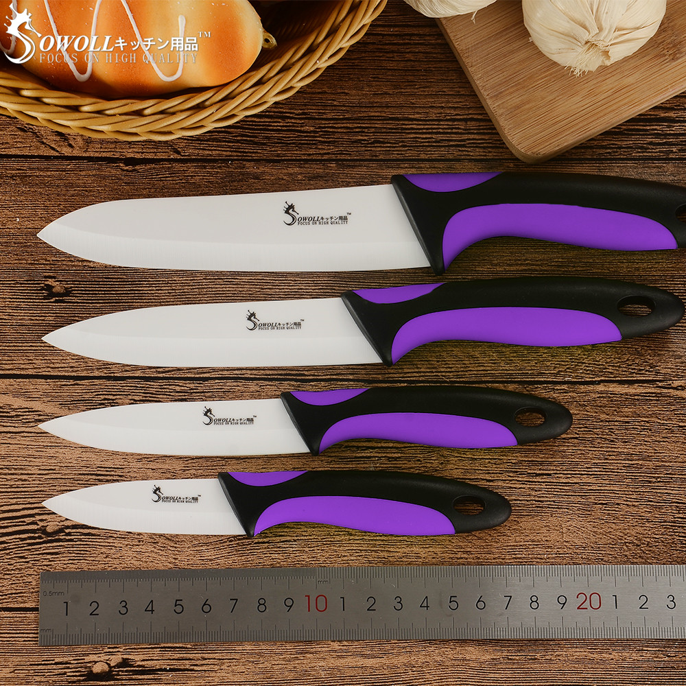 Sowoll keramiske kniver 6 & #39 ;& #39 ; 5 & #39 ;& #39 ; 4 & #39 ;& #39 ; 3 & #39 ;& #39 ; kokk skjæreverktøy skrellekniv frukt grønnsak kjøkkentilbehør 4 stk sett verktøy
