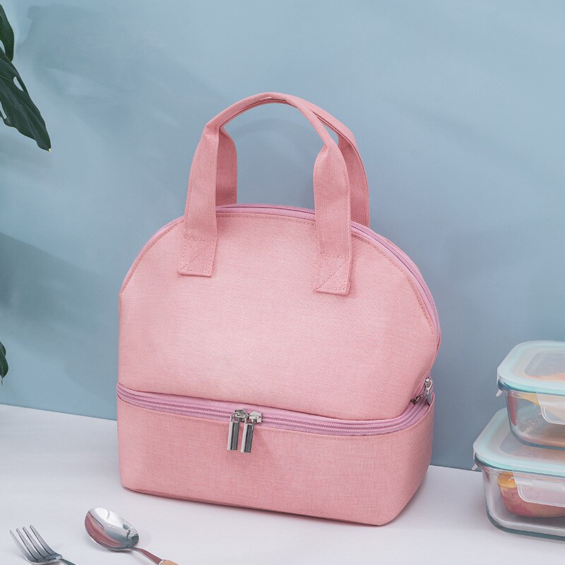 Bolsa reutilizable con aislamiento térmico, bolsa de almuerzo a prueba de fugas para niños, adultos, caja de desayuno, portátil, Picnic, viaje: Rosa