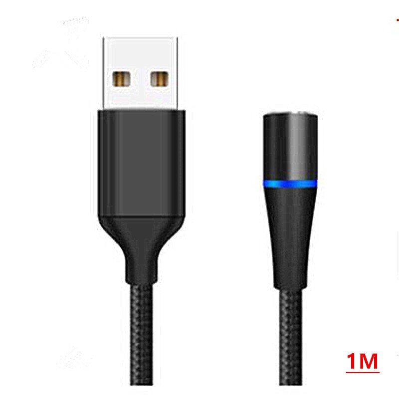 Rund magnetkontakt mikro usb c / typ c / för iphone adapter usb magnet laddare kontakt snabbladdning (endast magnetplugg): 1m svart kabel