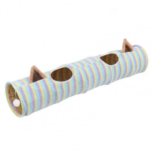 Easy Cleaning Kitty Tunnel Multiple Exits Plush Cat Warm Bed Nest Cat Toy Cat Tunnel:  Stripe