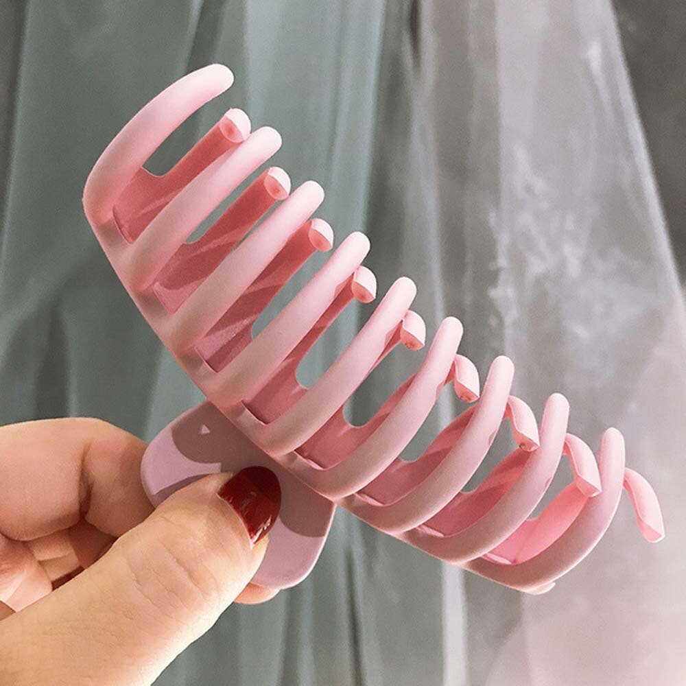 Klauw Clip Voor Vrouwen Stoere Zwarte Plastic Haar Klauw Grote Size Haar Klemmen Klauw Clip Krab Voor Haar accessoires: pink