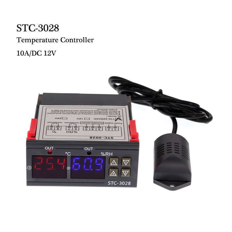 STC-3008 Thermostat numérique STC-3028 température humidité contrôleur Thermostat hygrostat thermomètre hygromètre interrupteur de commande: STC-3028 12V