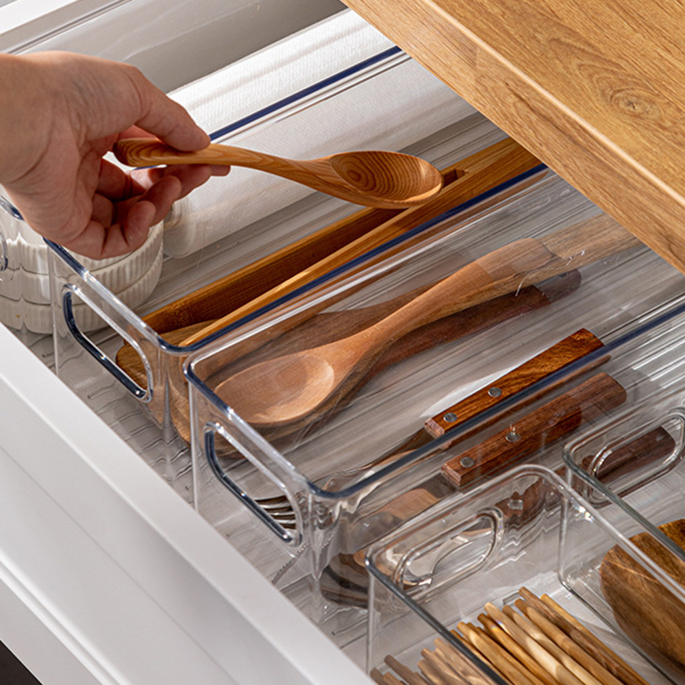 5 größen Kunststoff transparent Kühlschrank Lagerung Kasten Stapelbar Küche Schrank Schrank Organisatoren Lebensmittel Container Gewürz Veranstalter