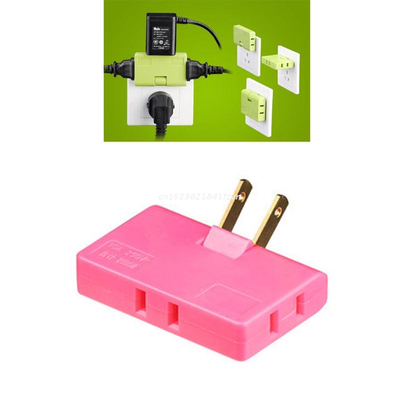 Foldable Extension Plug Adapter Wall Outlet Extender Rotatable Socket Converter: Pink