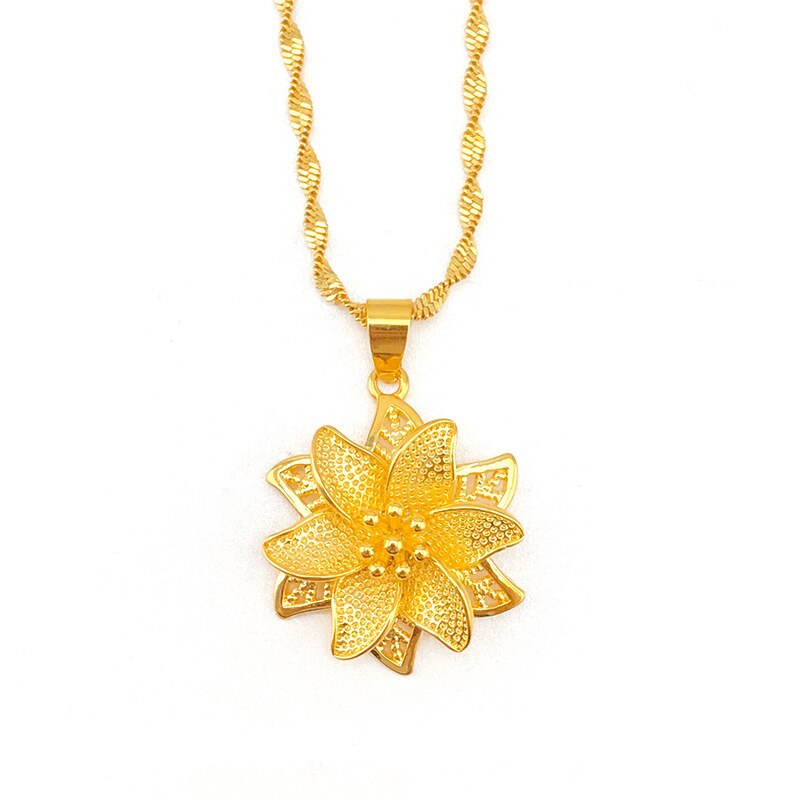 Puur 18K Geel Gouden Ketting Hanger Vrouwen Charme Gouden Ketting Luxe Sieraden voor Vrouwen Kleine Bloem Hanger voor Kerstcadeaus