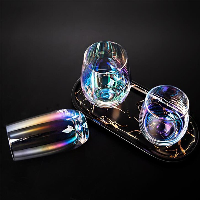 Colorful Lead-free Glass Cup Luxury Transparent Water Cups Egg-shaped Fruit Juice Dessert Drink Coffee Cup Household