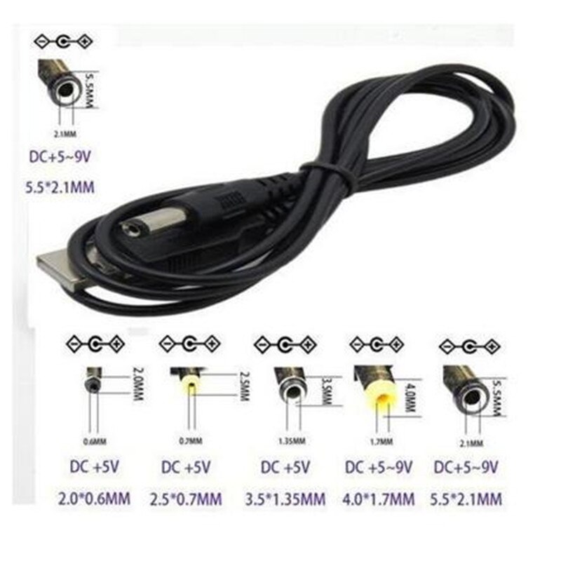 USB naar 5.5mm/2.1mm 5 Volt DC Barrel Jack Power Kabel-1 M