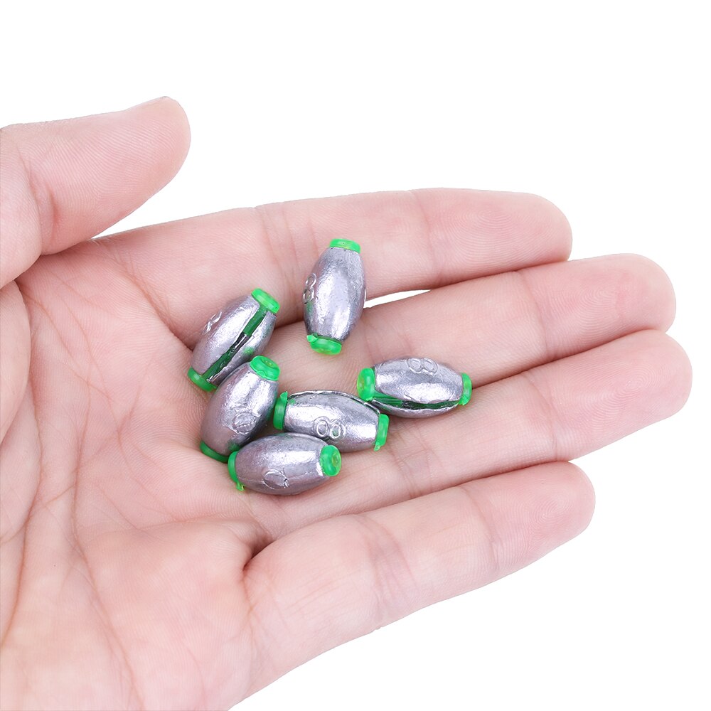 10Pcs Lead Weight Fishing Lead Sinker Mould Olive Shaped Middle Pass Removable Split Lead Shot Sinkers 2/3/4/5/6/8/10/15g