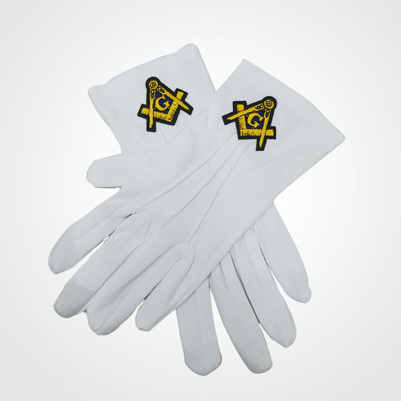 Freimaurer Insignien nutzung und stickerei stil günstige weiß Polyester hülse Freimaurer Polyester handschuhe: Nummer 5 10 Paare