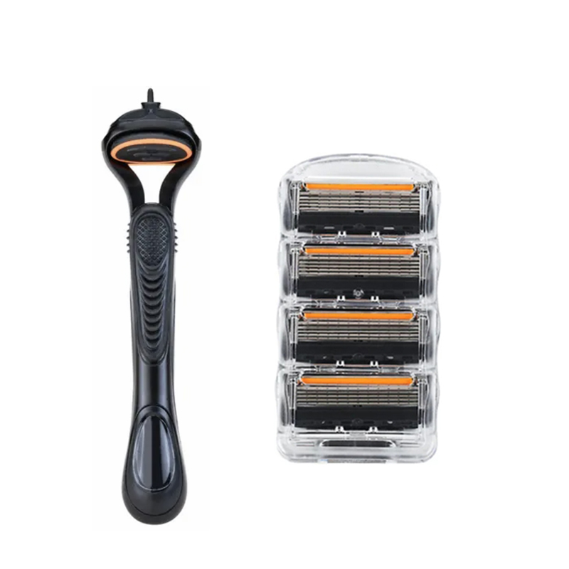 Old-fashioned Genuine Fusion Razor for Men Face Hair Shaving Removal Safety Manul Shaver Replacement Razor Blades Cassettes: Gold