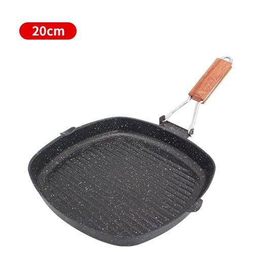 Konco biff stekepanne 20/24/28cm jern ikke-pinne sammenleggbar biff gryte phickened stripet firkantet grillplate kjøkkenverktøy: 20 x 20