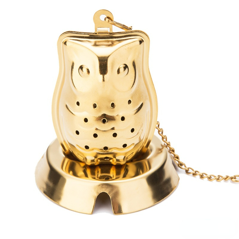 Gold Plated Tea Drain For Kitchen Coffee Maker Water Filter Barrier Cartridge 304 Stainless Steel Tea Ball Separator Drinkware: Owl Tea Drain
