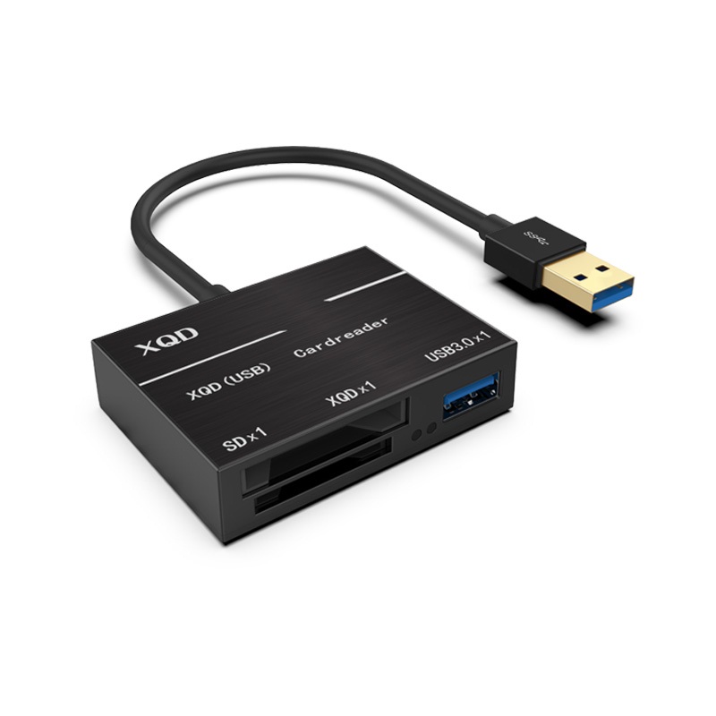 Alt-i-et xqd sd-kortlæser op til 500mb/ s højhastigheds xqd 2.0 usb 3.0 hub kamera kit adapter til sony m/g series nikon  d4/d5/d500: Sort