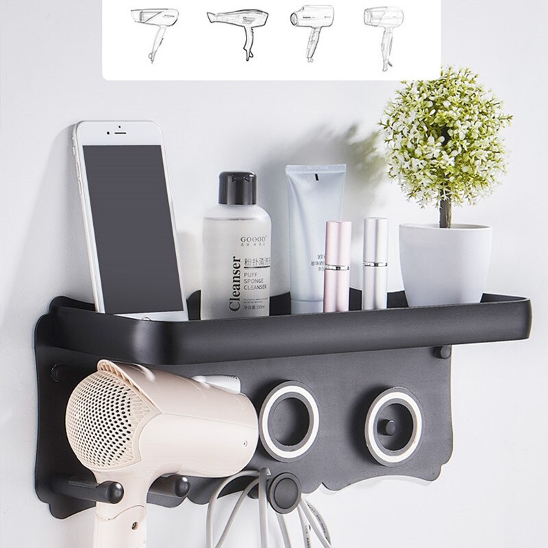 Badkamer Planken Zwart Föhn Houder Wandmontage Opbergrek Zilver Keuken Plank Voor Dyson Supersonic Föhn Houder