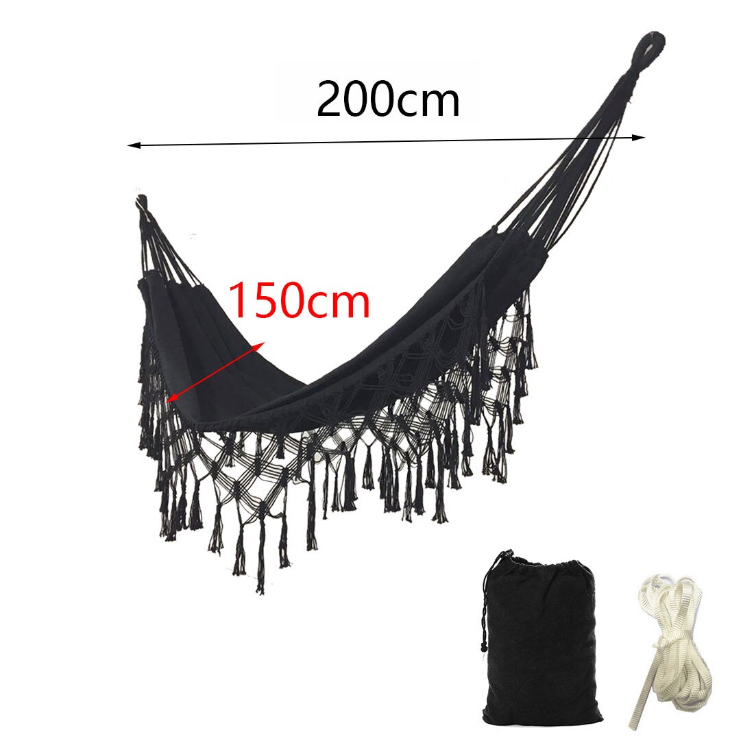 200Cm * 150Cm Hangmat Boho Stijl Braziliaanse Macrame Omzoomd Deluxe Dubbele Hangmat Netto Stoel Indoor Opknoping Swing Thuis decor: Hammock C
