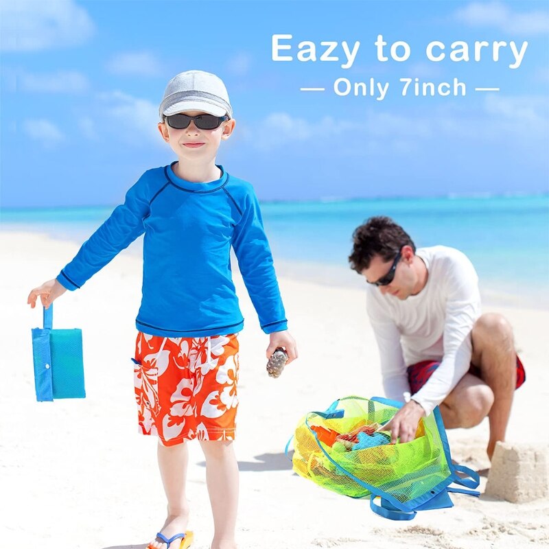 1Pc Mesh Strandtas Extra Grote Netto Tote Voor Kid &#39;S Zand Zwembad Benodigdheden Big Size Quick droge Shell Opslag