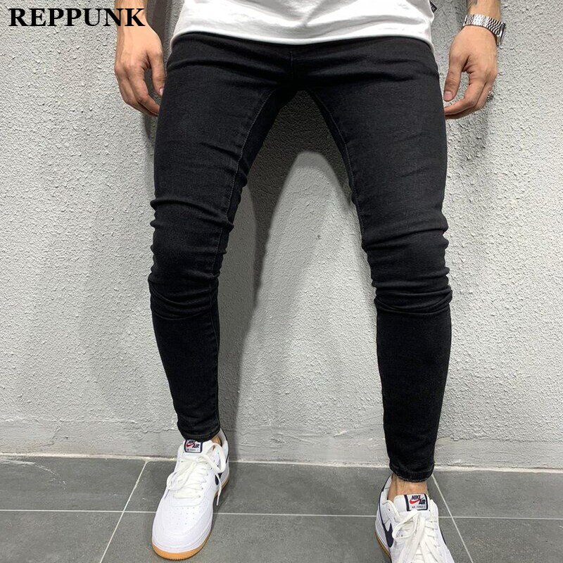 Reppenk , pantalones vaqueros ajustados para hombre, pantalones vaqueros lavados informales para hombre, pantalones vaqueros desgastados para hombre, pantalones negros de talla grande 3XL